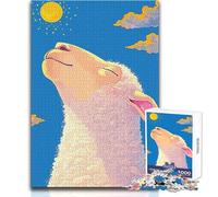 Teenagers 1000 Piece Jigsaw Puzzle Smiling Sheep Under Sun Ideal for Cozy Downtime Fine Precision Die Cut Play Toy Size 38x52cm