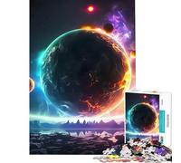 Teenagers 1000 Piece Jigsaw Puzzle Space Planet Ice And Fire for Educational Game Challenge Toy Educational Game Stress Reliever Gifts Birthday (Size 38x52cm)
