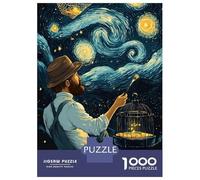 Teenagers 1000 Piece Jigsaw Puzzle Starry Night Painter Birdcage Jigsaw Puzzle Family Games A Work of Art Unique Birthday And Xmas Gifts 38x26cm/1000pcs
