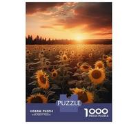 Teenagers 1000 Piece Jigsaw Puzzle Sunflower Field Puzzles for Adults Relax Games Pattern Assembly Fun at Home Activities, 38x26cm/1000pcs
