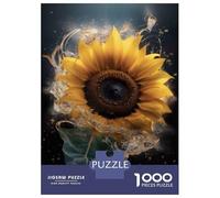 Teenagers 1000 Piece Jigsaw Puzzle Sunflower Water Droplets Teenager Puzzles Brain Teaser Game Difficult Hard Challenging Game Gifts 70x50cm/1000pcs
