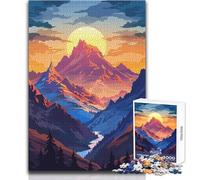 Teenagers 1000 Piece Jigsaw Puzzle Sunset Mountain Landscape Ideal for Cozy Downtime Fine Precision Die Cut Play Toy Size 38x26cm