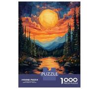 Teenagers 1000 Piece Jigsaw Puzzle Sunset Mountain River Teenager Puzzles Brain Teaser Game Difficult Hard Challenging Game Gifts 38x26cm/1000pcs