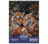 Teenagers 1000 Piece Jigsaw Puzzle Tiger Love in Bloom Puzzle for Adults Family Games Difficult Hard Christmas Birthday Gifts 70x50cm/1000pcs