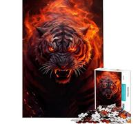 Teenagers 1000 Piece Jigsaw Puzzle Tigers Fire Glory Educational Challenge Analysis And Logic Toy Wall Decor for And from 14 Years And over (50x75cm)