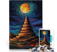 teenagers 1000 Piece Jigsaw Puzzle Tower of Babel Under Full Moon Familienspaß Einzigartige Wohndekoration und Geschenke75x50cm