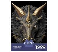 Teenagers 1000 Piece Jigsaw Puzzle Triceratops Dinosaur Art Jigsaw for Adults Toy Wall Decor For Family Fun Challenging Game Gifts 38x26cm/1000pcs