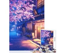 Teenagers 1000 Piece Jigsaw Puzzle Twilight Sakura Street Fun Games Precision Cutting Home Decoration Toys Stress Reduction Gifts (38x52cm)