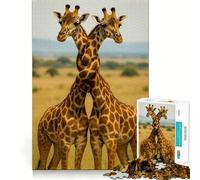 Teenagers 1000 Piece Jigsaw Puzzle Two Giraffes with Intertwined Necks Clean Edge Game Cognitive Teaser Toy Idle Play Game Xmas Decor Gift(38x26cm)