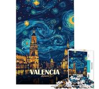 Teenagers 1000 Piece Jigsaw Puzzle Valencia Spain Starry Night Art Jigsaw for Adults Fun Games Analysis And Logic Christmas Birthday Gifts (Size 50x75cm)