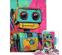 Teenagers 1000 Piece Jigsaw Puzzle Vibrant Robot Art Toys Educational Games Educational Games Difficult Challenge Gifts for Women Men (size 38x26cm)