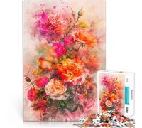 teenagers 1000 Piece Jigsaw Puzzle Watercolor Floral Bouquet Lernspiele eignet sich ideal als Geschenk für die ganze Familie38x26cm