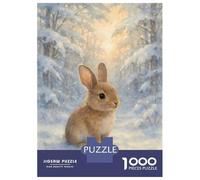 Teenagers 1000 Piece Jigsaw Puzzle Watercolor Rabbit in Winter Forest Jigsaw for Adults Family Game Home Decoration Unique Birthday And Xmas Gifts 38x26cm/1000pcs