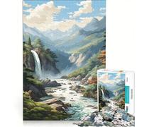 Teenagers 1000 Piece Jigsaw Puzzle WaterFall Landscapes Paint Educational Game Difficult Hard Birthday Present,Travel Gifts 50x75cm