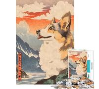 Teenagers 1000 Piece Jigsaw Puzzle Welsh Corgi Dog Woodblock for Educational Game Challenge Toy Educational Game Stress Reliever Gifts Birthday (Size 50x75cm)