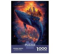 Teenagers 1000 Piece Jigsaw Puzzle Whale Cityscape Fantasy Puzzles for Adults Relax Games Pattern Assembly Fun at Home Activities, 70x50cm/1000pcs