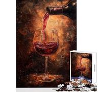 Teenagers 1000 Piece Jigsaw Puzzle Wine Pouring Into Glass Painting Impossible Game Analysis And Logic Home Decoration Toys Stress Reduction Gifts (38x26cm)