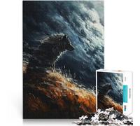 teenagers 1000 Piece Jigsaw Puzzle Wolf in Stormy Sky Lernspiele DIY Spielzeug Geburtstagsgeschenk, Geschenke, Wandkunst38x26cm