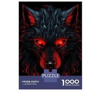 Teenagers 1000 Piece Jigsaw Puzzle Wolf Red And Black Animals Puzzles for Adults Relax Games Pattern Assembly Fun at Home Activities, 70x50cm/1000pcs