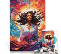 teenagers 1000 Piece Jigsaw Puzzle Woman in Abstract Floral Hands-on-Spiel Jedes Stück ist einzigartig Anspruchsvolles Familienspiel38x26cm