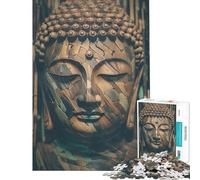 Teenagers 1000 Piece Jigsaw Puzzle Zen Nature Wooden Buddha Educational Challenge Analysis And Logic Toy Wall Decor for And from 14 Years And over (38x52cm)