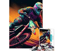 Teenagers 1000 Pieces Puzzle Adventure Motorcycle Teenager Puzzles Hands-on Game Pattern Assembly Gifts for Friends And Family (Size 38x26cm)