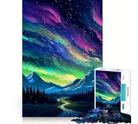 Teenagers 1000 Pieces Puzzle Alaska Aurora Pixel Art Neat Cut Decor Cognitive Game Toy Free Time Play Christmas Calm Gift (38x52cm)