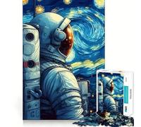 Teenagers 1000 Pieces Puzzle Astronaut in Space Starry Night Style Smooth Cut Play Logic Game Play Restful Play Time Birthday Hobby Gift (38x26cm)