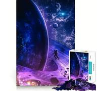 Teenagers 1000 Pieces Puzzle Astronaut on Ringed Planet in Space Smooth Cut Play Logic Game Play Restful Play Time Birthday Hobby Gift (50x75cm)