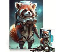 Teenagers 1000 Pieces Puzzle Astronaut Space Red Panda Neat Cut Decor Cognitive Game Toy Free Time Play Christmas Calm Gift (50x75cm)