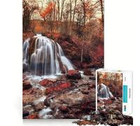 Teenagers 1000 Pieces Puzzle Autumn Forest Waterfall Neat Cut Decor Cognitive Game Toy Free Time Play Christmas Calm Gift (38x26cm)