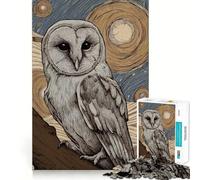 Teenagers 1000 Pieces Puzzle Barn Owl in Starry Night Perfect Joint Game Cognitive Play Gift Restful Game Fun Birthday Activity (50x75cm)