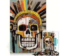 Teenagers 1000 Pieces Puzzle Basquiat Style Skull Perfect Joint Game Cognitive Play Gift Restful Game Fun Birthday Activity (38x52cm)
