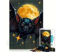 Teenagers 1000 Pieces Puzzle Bat Under Full Moon Smooth Joint Fun Cognitive Fun Play Casual Game Time Festive Leisure Gift (50x75cm)
