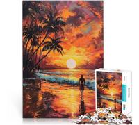 teenagers 1000 Pieces Puzzle Beach Sunset Bliss Brain Teaser Game 26x38cm Suitable for desktop decoration for and Age 14 Years Up