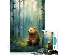 Teenagers 1000 Pieces Puzzle Bear Animal in The Forest Smooth Joint Fun Cognitive Fun Play Casual Game Time Festive Leisure Gift (38x26cm)
