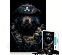 Teenagers 1000 Pieces Puzzle Bear Pirate Soldier Smooth Joint Fun Cognitive Fun Play Casual Game Time Festive Leisure Gift (38x52cm)