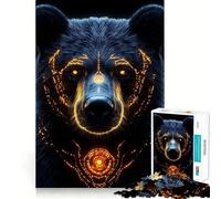 Teenagers 1000 Pieces Puzzle Bear with Glowing Patterns Perfect Joint Game Cognitive Play Gift Restful Game Fun Birthday Activity (38x26cm)