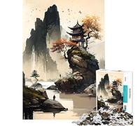 Teenagers 1000 Pieces Puzzle Beautiful Asian Landscape Brain Teaser Game Toy Intellectual Game Great Gifts And Toys But Fun And Humorous (Size 75x50cm)