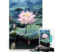 Teenagers 1000 Pieces Puzzle Beautiful Lotus Flower Perfect Joint Game Cognitive Play Gift Restful Game Fun Birthday Activity (38x26cm)