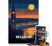 Teenagers 1000 Pieces Puzzle Belgrade Serbia at Night Smooth Joint Fun Cognitive Fun Play Casual Game Time Festive Leisure Gift (50x75cm)