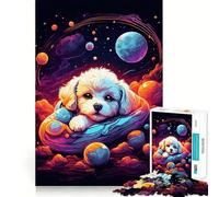 Teenagers 1000 Pieces Puzzle Bichon Frise Puppy Perfect Joint Game Cognitive Play Gift Restful Game Fun Birthday Activity (38x52cm)