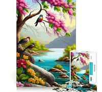 Teenagers 1000 Pieces Puzzle Birds And Blossoms by The River Smooth Joint Fun Cognitive Fun Play Casual Game Time Festive Leisure Gift (50x75cm)