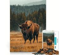 Teenagers 1000 Pieces Puzzle Bison in Yellowstone National Park Smooth Joint Fun Cognitive Fun Play Casual Game Time Festive Leisure Gift (38x26cm)
