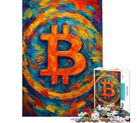 Teenagers 1000 Pieces Puzzle Bitcoin BTC Abstract Painting Teenager Puzzles Hands-on Game Pattern Assembly Gifts for Friends And Family (Size 38x52cm)