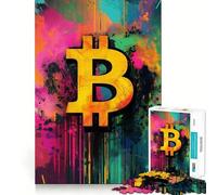 Teenagers 1000 Pieces Puzzle Bitcoin Symbol Perfect Joint Game Cognitive Play Gift Restful Game Fun Birthday Activity (38x26cm)