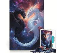 Teenagers 1000 Pieces Puzzle Black And White Dragons Perfect Joint Game Cognitive Play Gift Restful Game Fun Birthday Activity (38x26cm)