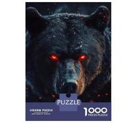 Teenagers 1000 Pieces Puzzle Black Bear with Red Eyes Jigsaws for Adults Brain Teaser Game Difficult Hard Challenging To Complete 38x26cm/1000pcs