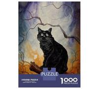 Teenagers 1000 Pieces Puzzle BLACK CAT The Haunt Paint Jigsaws for Adults Brain Teaser Game Difficult Hard Challenging To Complete 52x38cm/1000pcs