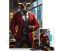 Teenagers 1000 Pieces Puzzle Bull Market Baron Fine Cut Art Focus Training Fun Quiet Time Game Christmas Fun Gift (38x52cm)